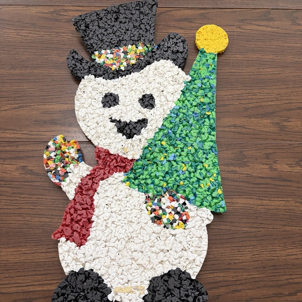 Vintage Melted Popcorn Plastic Popcorn Christmas Snowman Wall Decor - Picture 11 of 14